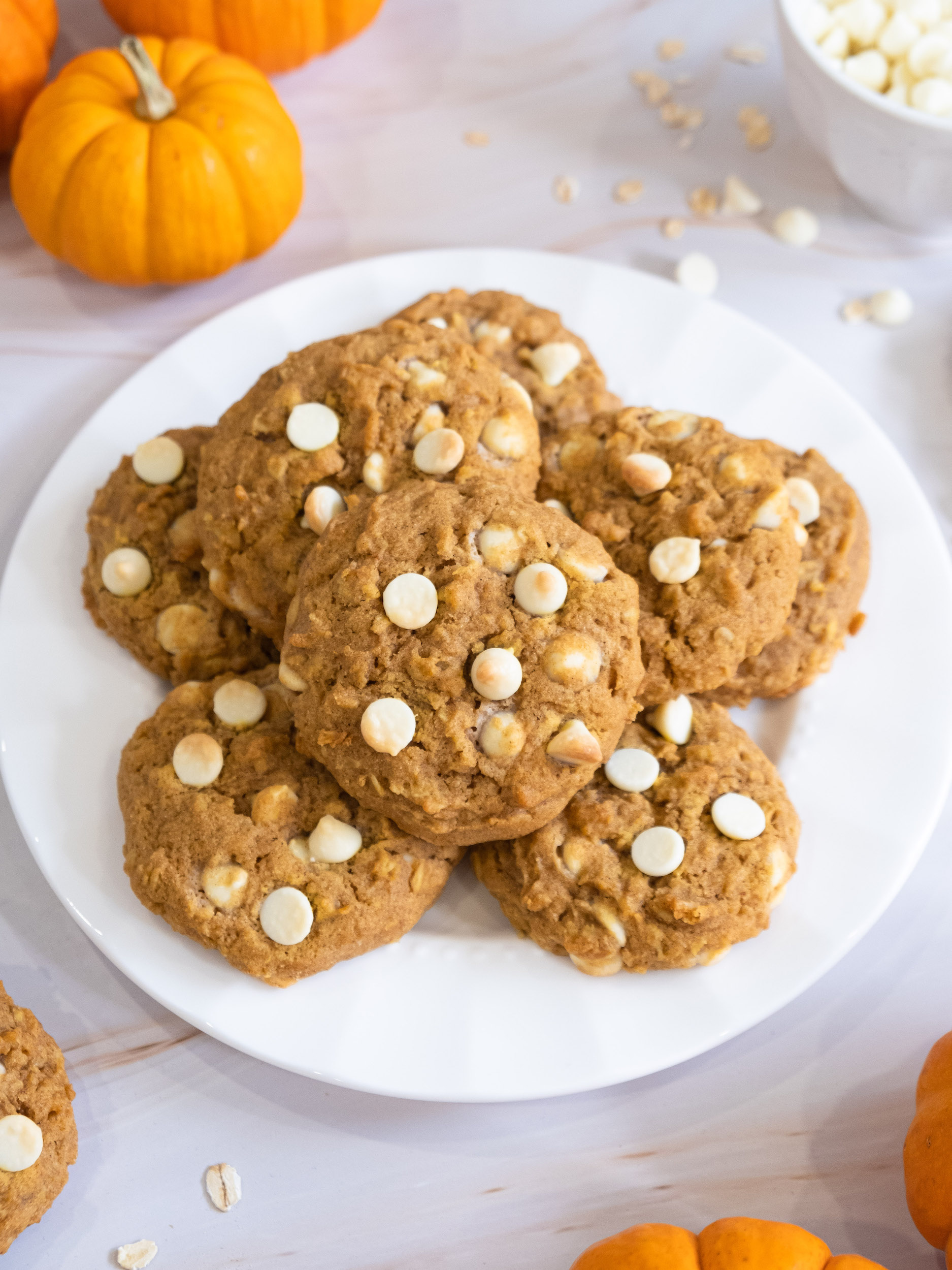 White Chocolate Pumpkin Oatmeal Cookies - Creme de Lacombe